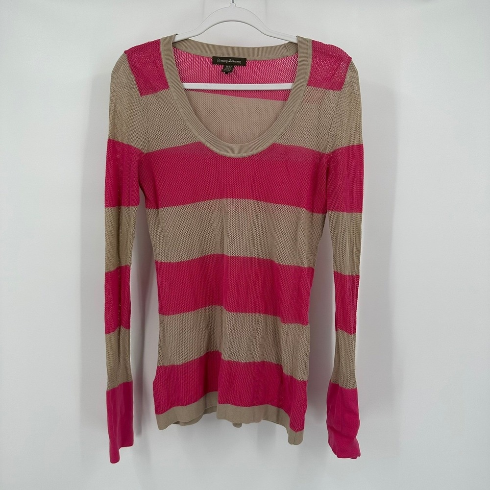 Tommy Bahama Womens Preppy Open Mesh Crochet Top Size M Beachy Lightweight